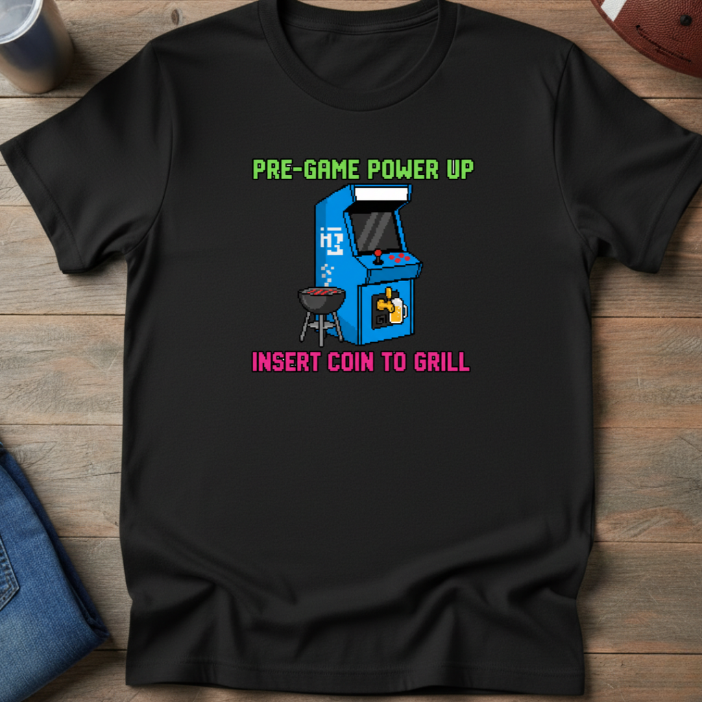 Pre-Game Power Up Insert Coin To Grill T-Shirt