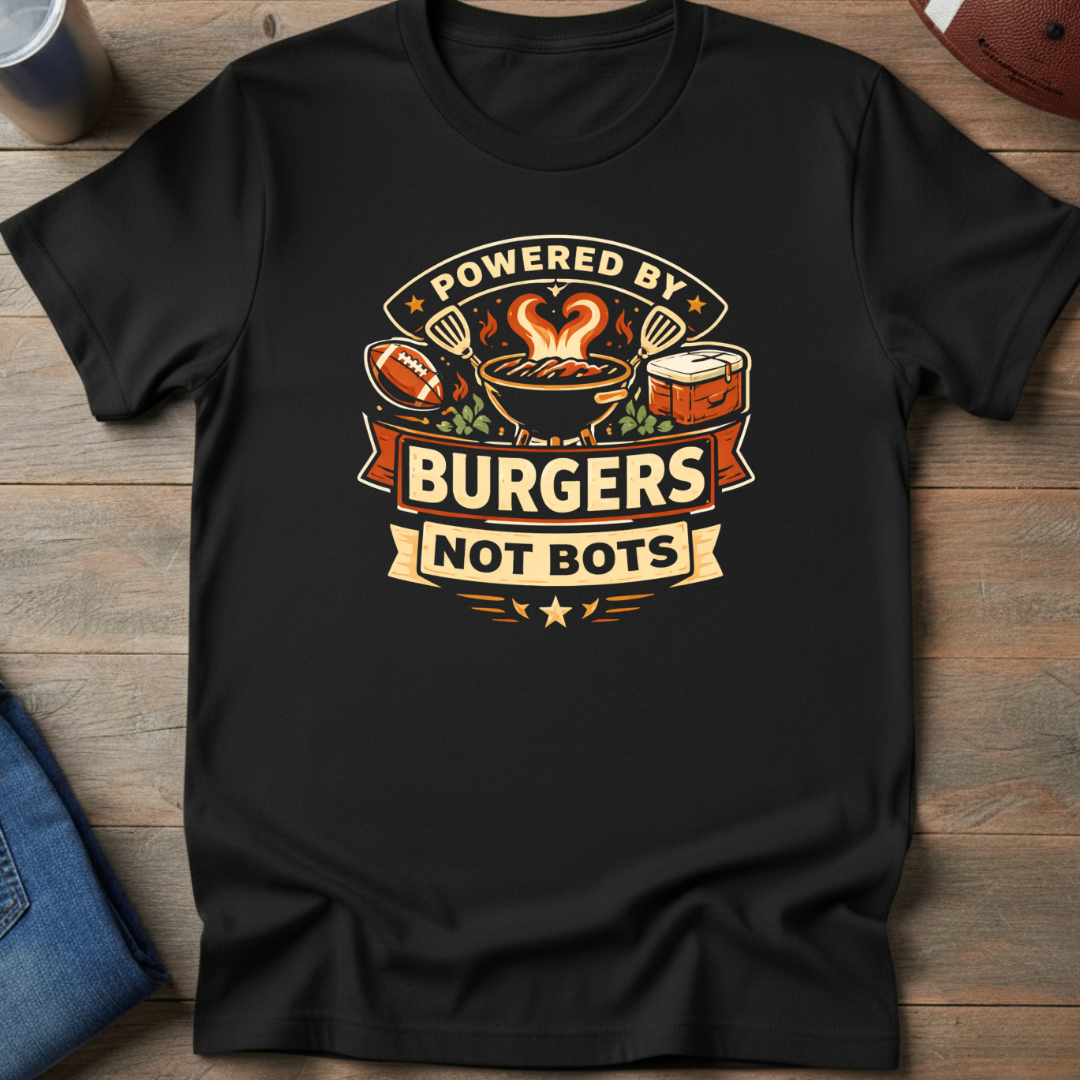 Powered By Burgers Not Bots T-Shirt
