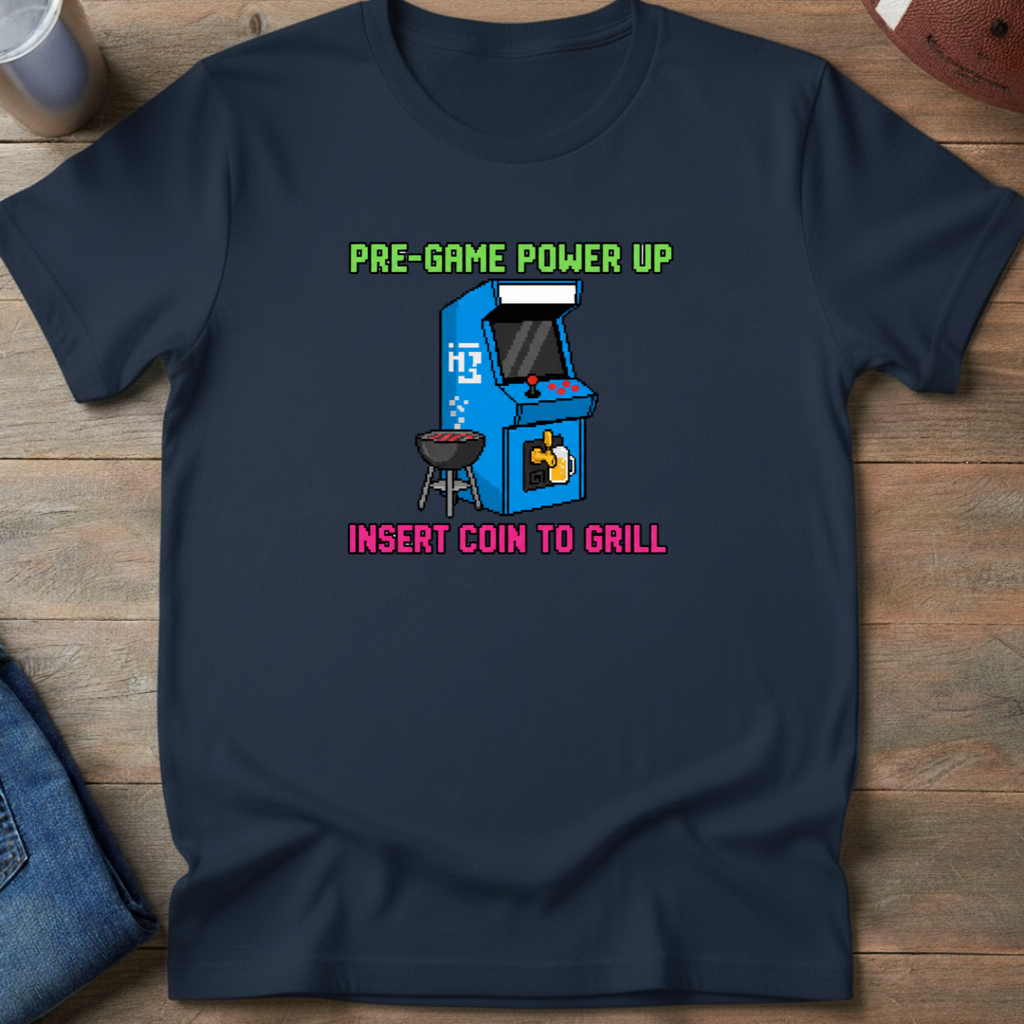 Pre-Game Power Up Insert Coin To Grill T-Shirt